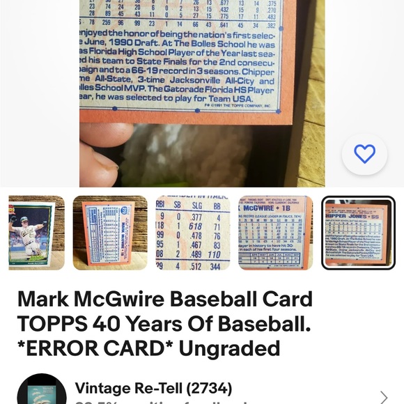 Mark McGwire Baseball Card
TOPPS 40 Years Of Baseball.
*ERROR CARD* Ungraded - Picture 5 of 5
